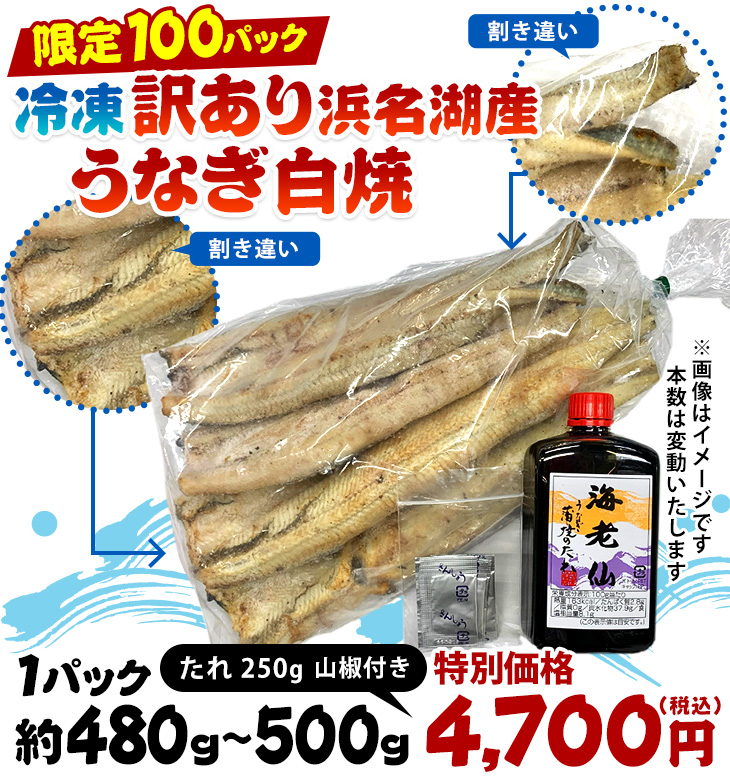 冷凍浜名湖産うなぎ白焼1Pセット